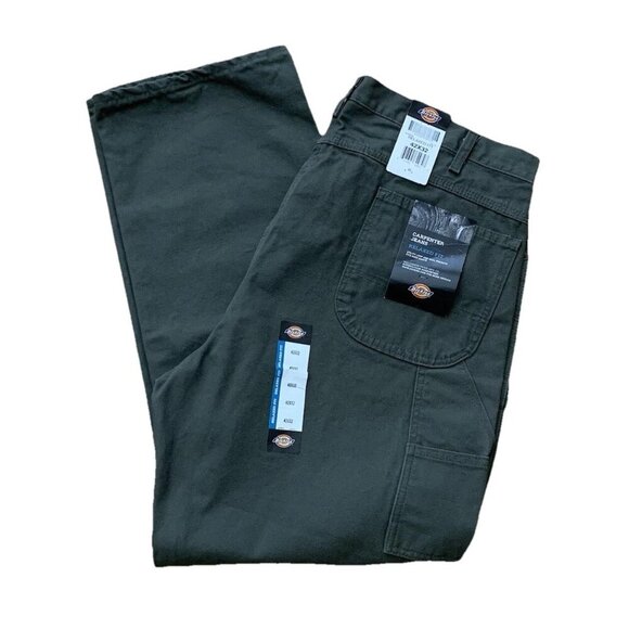 Dickies Men’s Relaxed 42x32 Fit Olive Green Carpenter Jeans NWT - Picture 1 of 8